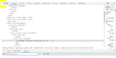 Screenshot of select element tool in Dev Tools. We explain how to navigate to this in the text on this page.