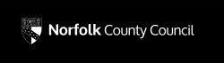 Example of the white, long version of the Norfolk County Council logo