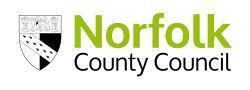 Example of the green, stacked version of the Norfolk County Council logo