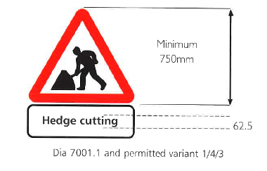 Hedge cutting road sign