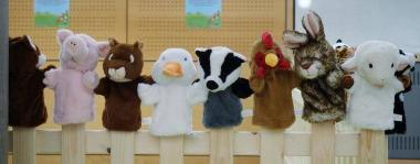 Soft animal character hand puppets