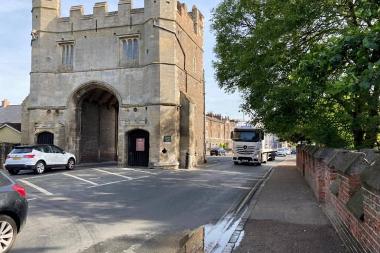 Photo showing vehicles driving through the South Gate entrance into King’s Lynn. More information is available under heading STARS Southgate plan.