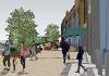 Artist’s impression of a pathway with seating on St Stephens Street 