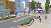 Artist's impression of people walking on pathways and buses and cyclists using the road on St Stephens Street