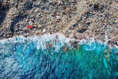 Plastic pollution on the beach