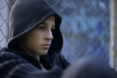 Young person wearing a hoodie