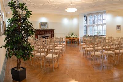 Benefactors Room view down the aisle towards registry table