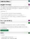  screenshot of headings on the join the library page. It is described in the page text