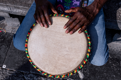 Photograph of someone drumming