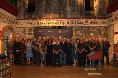Photograph of people at Norfolk Fire and Rescue Service awards ceremony at Norwich Castle