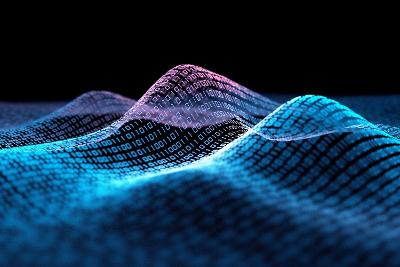 An abstract image of code numbers forming a set of waves