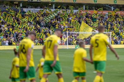 Photograph of Norwich City Football Club players at the stadium