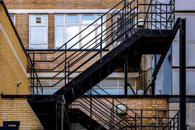 External staircase fire escape on building