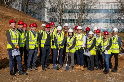 The groundbreaking team at the Hawkmoth building