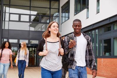 College students walking on campus