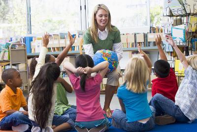 Teaching with children in a classroom