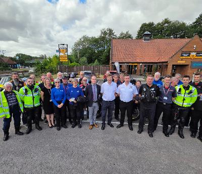 A group of people gathered to launch the campaign in a car park